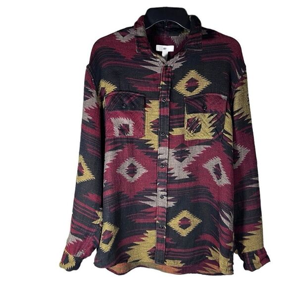 BP shacket button down long sleeve shirt western Navajo print size medium - Picture 1 of 14